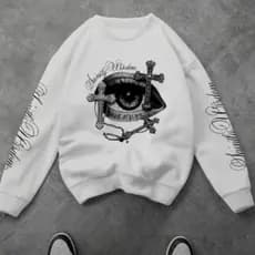 Casaco Moletom Gola Redonda Olho Realista Dark Cruz Streetwear Urban Y2k Unissex