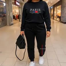 Conjunto Feminino Moletom Gola E Calça Moletom Paris Moda Gringa Casual Algodão