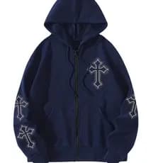 Moletom de Ziper Cruzes Cruz Dark Unissex Ajustavel Inverno Y2k Tendencia Moda