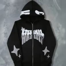 Blusa Moletom Jaquete Ziper Ajustavel Urbano Hábito Eterno Star Y2k Streetwear Unissex