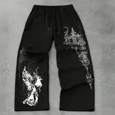 Calça Aesthetic Y2K Streetwear Moda Gotica Cruzes Casual Unissex Moda Urbana