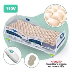 Colchão Pneumático Inflável Hospitalar Anti Escaras 130kg Hospitalar Ortopédico Bomba Ar Compressor