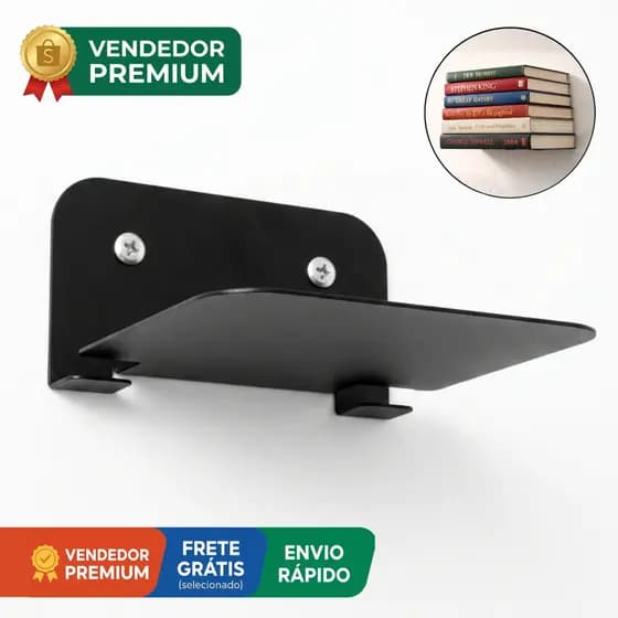 1 Prateleira Suportes Estante Invisível Para Livros Apoio Lateral Bibliocanto Parede Metal Decoração