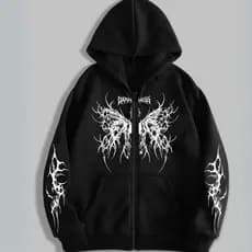 Moletom Ziper Tribal DARK  Borboleta e Mangas Estilizadas Moda Alternativa