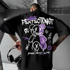 Camiseta Streetwear Oversized Teddy Gótico Grafitado Moda Street