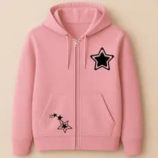 Moletom Ziper Unissex Algodão Confortavel Star Estrelas Minimalista Moda Inverno Streetwear