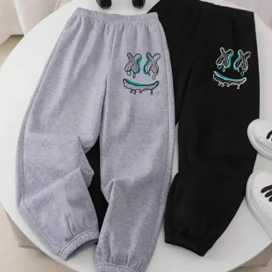 Calça Moletom Unissex Flanelada Smile X Sorriso Hip Hop Streetwear Jogger Inverno Quentinho