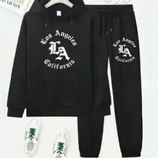 Conjunto Moletom Canguru Calça Moletom Inverno Los Angeles California Moda Gringa Forrada Casual