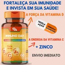 Vitamina D3 2000UI + Vitamina C 1000mg + Zinco 20mg - Tripla Ação - 60 Cápsulas - Immuno Day