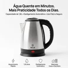 Chaleira Elétrica Inox 1,8Litro Desligamento Automático 110V/220V Base 360 Ferve Água Rápido Premium