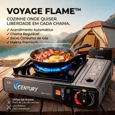 Fogareiro Portátil a Gás com Maleta Fogão Camping Acendimento Automático Reforçado Voyage Flame™