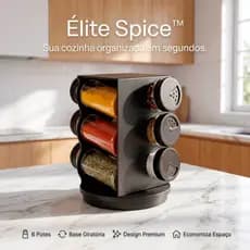 Porta Temperos Giratório 6 Potes de Vidro 80ml Organizador de Temperos Cozinha Moderna Élite Spice™