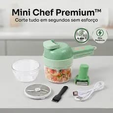 Triturador Elétrico 4 em 1 Portátil Recarregável Cortador de Alimentos Potente USB - Verde
