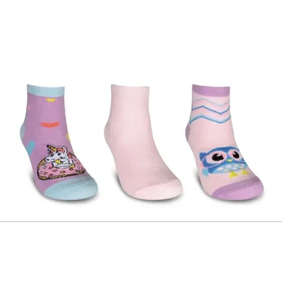 Meia Infantil Feminina Kit 6 Pares Menina Algodão Cano Curto Estampas Divertidas Tam 28-33