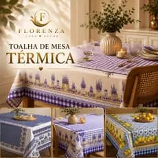 Toalha de Mesa Térmica Impermeável Estampada — 4 a 12 Lugares | Forro Plástico Decoração de Cozinha
