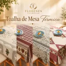 Toalha de Mesa Térmica Impermeável Estampada — 4 a 12 Lugares | Forro Plástico Decoração de Cozinha