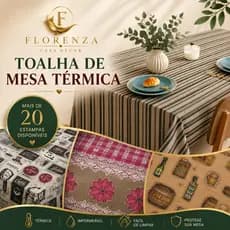 Toalha de Mesa Térmica Impermeável Estampada — 4 a 12 Lugares | Forro Plástico Decoração de Cozinha