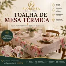 Toalha de Mesa Térmica Impermeável Estampada — 4 a 12 Lugares | Forro Plástico Decoração de Cozinha
