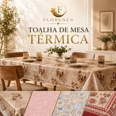 Toalha de Mesa Térmica Impermeável Estampada — 4 a 12 Lugares | Forro Plástico Decoração de Cozinha