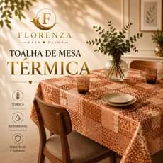 Toalha de Mesa Térmica Impermeável Estampada — 4 a 12 Lugares | Forro Plástico Decoração de Cozinha