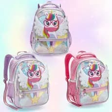Mochila Unicórnio Menina Infantil Escolar Feminina Grande Costas com Alça