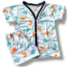 pijama americano infantil bebê menino e menina  botões manga curta verão