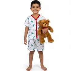 pijama americano menino curto infantil aberto  botão verão calor