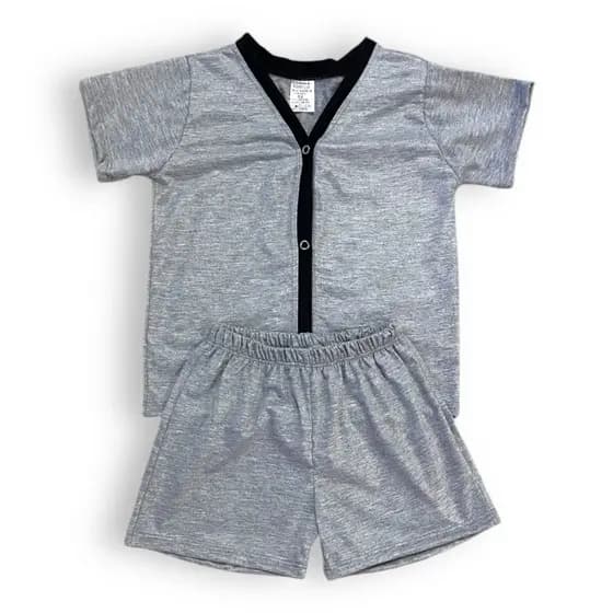 pijama americano infantil curto menino bebê a criança com botões aberto verão