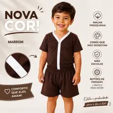 pijama americano infantil menino curto botão