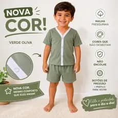 pijama infantil americano menino curto botões verão