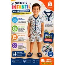 pijama infantil americano curto menino kit 3 conjuntos