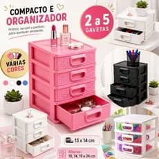 Gaveteiro Organizador de Mesa 3 Gavetas p/ Casa, Escritório, Material de Costura, Porta Joias