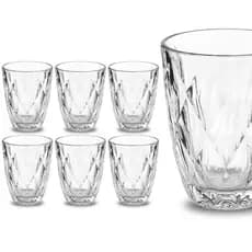 Jogo 6 Copos Diamond 300ml Vidro Grosso Diamante Luxo
