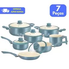 Conjunto Jogo de Panelas Ceramica Genebra 7 Pçs Antiaderente Indução