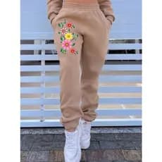 Calça Moletom Despojada Estampa Delicada Larga Softwear