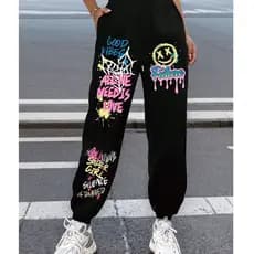 Calça Moletom Feminina Masculino Unissex Frases Good Vibes Future Smile Super Estilo Algodão