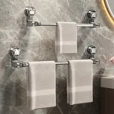 Suporte Porta Toalha Com Ventosa Retrátil Não Perfurada Com Haste Inox