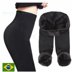 Meias Calça fio 80 Térmica felpada Cor Preta Com Meia Pele Frio Intenso aduldo unico