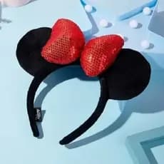 Tiara Rato Preta com Laço Vermelho Acessórios para Festas Fantasia