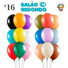 Balão Bexiga Redondo 16" Diversas Cores  - 24 Unidades