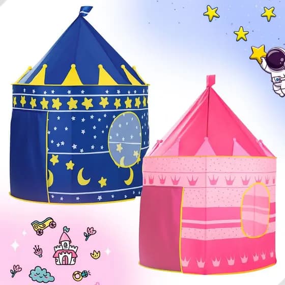 Cabana Infantil Castelinho de Princesa Tenda Dobrável com Porta e Janelinha Barraca Portátil