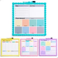 Quadro Planner Quadrado 2 Em 1 Magnético Semanal Lousa De Recado Com Caneta E Imã Planejamento