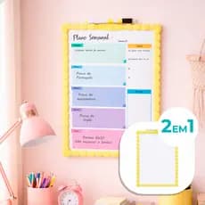 Quadro Planner Pequeno 2 Em 1 Magnético Semanal Lousa De Recado Com Caneta E Imã Planejamento