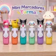 Kit 6 Mini Marca Texto Pastel Personagem Turma Da Hello Kitty Escolar 6 Cores Coloridas Infantil