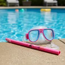 Óculos De Mergulho + Snorkel Princesas Infantil Rosa Piscina