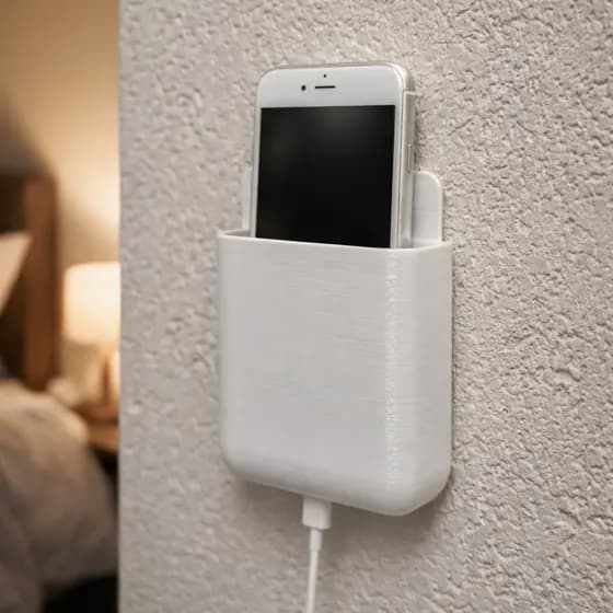Suporte De Parede Para Celular Multiuso Com Furo Para Carregador Fita Dupla Face Resistente Elegante