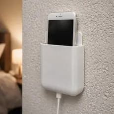 Suporte De Parede Para Celular Multiuso Com Furo Para Carregador Fita Dupla Face Resistente Elegante