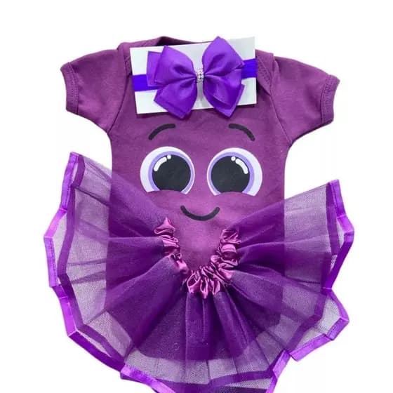 Body Fantasia Bebe Mesversario Bolofofos Body Tule e Laço