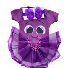 Body Fantasia Bebe Mesversario Bolofofos Body Tule e Laço