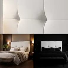 Cabeceira Bruna Casal Estofada Dobrável Painel Quarto Suede Branco